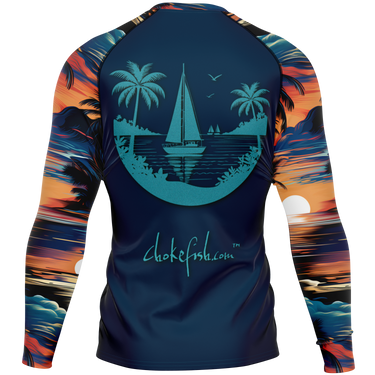 Chokefish™ Long Sleeve Rashguard Trees&Boats Men's Shirt-002